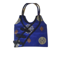 bolsa em seda azul vintage