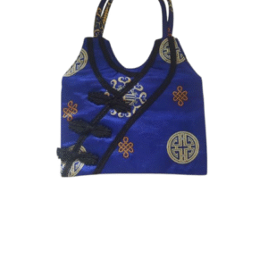 bolsa em seda azul vintage