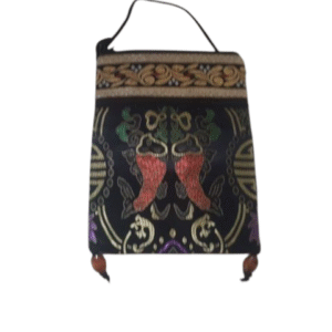 bolsinha seda preta vermelho dourado