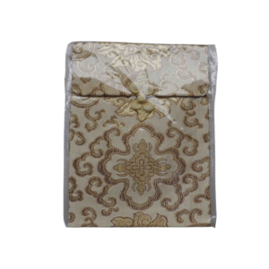 Bolsa seda dourada e branca